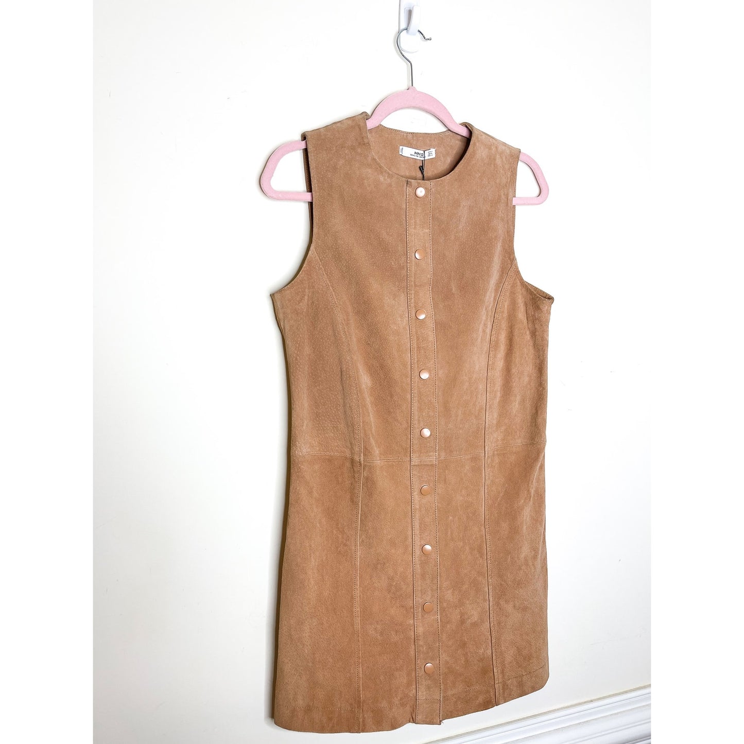 Mango Tan 100% Leather Snap-front Dress Size Medium