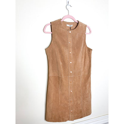 Mango Tan 100% Leather Snap-front Dress Size Medium