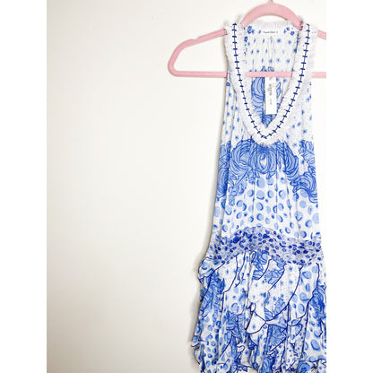 Poupette St. Barth Beline Blue Printed Mini Dress Size XS