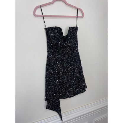 Retrofete Omer Sequin Mini Dress Small Gunmetal Black Embellished Sleeveless