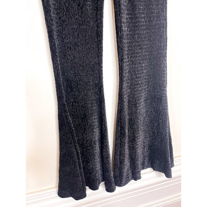 Free People So Charming Velvet Flare Pull-On Pants in Black