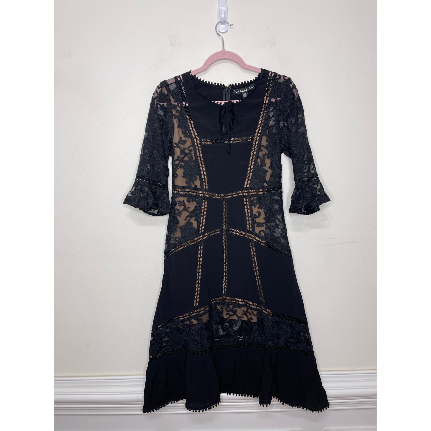 For Love and Lemons Ellery Dress Medium Sheer Half Sleeve Ruffle Gothic Party