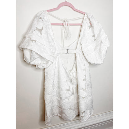 For Love & Lemons White Evelyn Babydoll Mini Dress Size XS