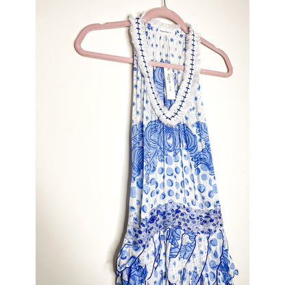 Poupette St. Barth Beline Blue Printed Mini Dress Size XS
