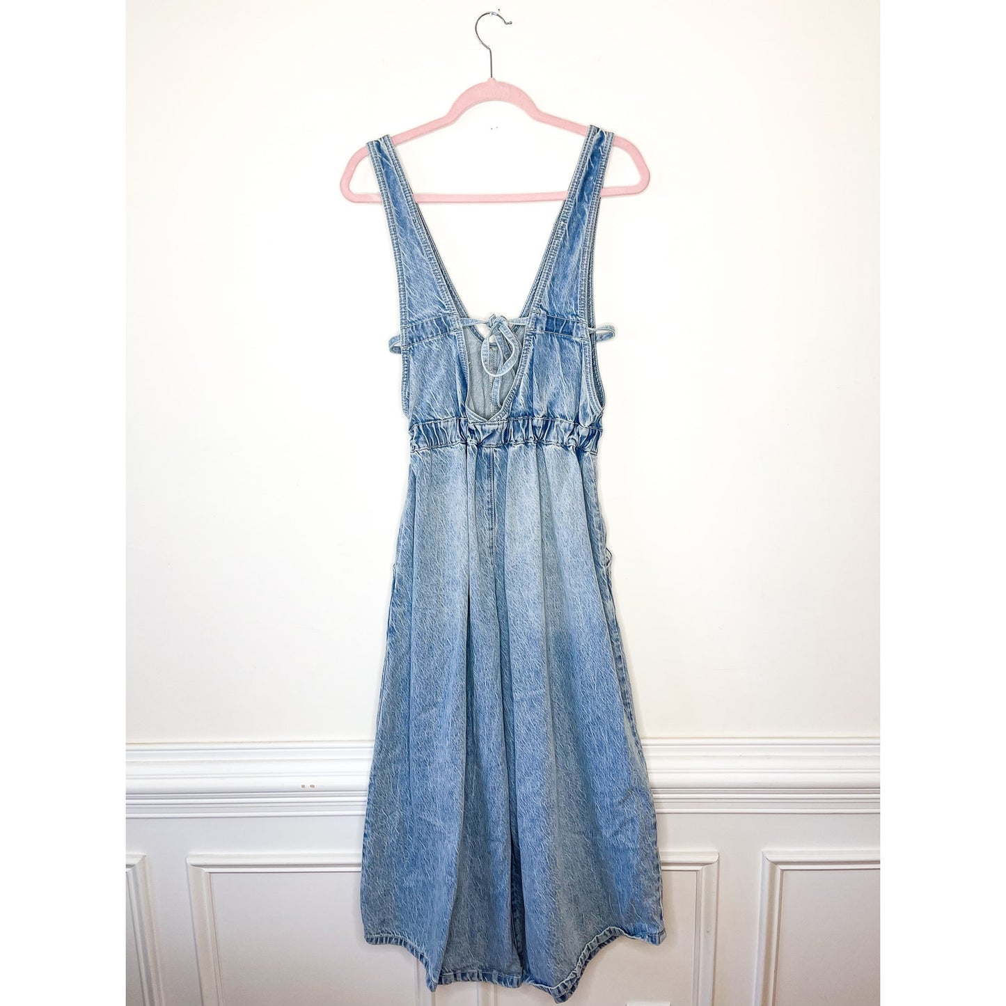Free People Alora Denim Jumpsuit In Stillwater Blue Size Small