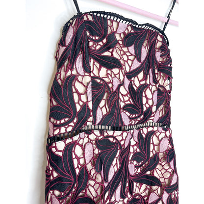Lulus Jana Pink and Black Crochet Lace Strapless Midi Dress Size Medium