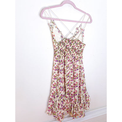 Free People Adella Printed Mini Slip Dress in Petal Pink Size Small