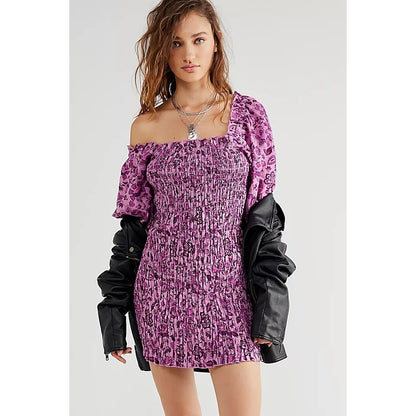 Free People Smock It To Me Mini Dress in Azalea Combo Size XS  FRE362