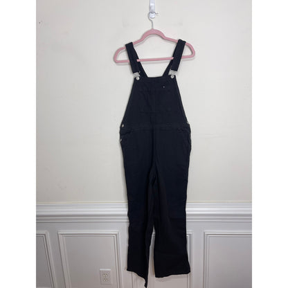 Everlane The Cotton Canvas Overall in Black Size 6 Straight Leg Bib Pocket Front
