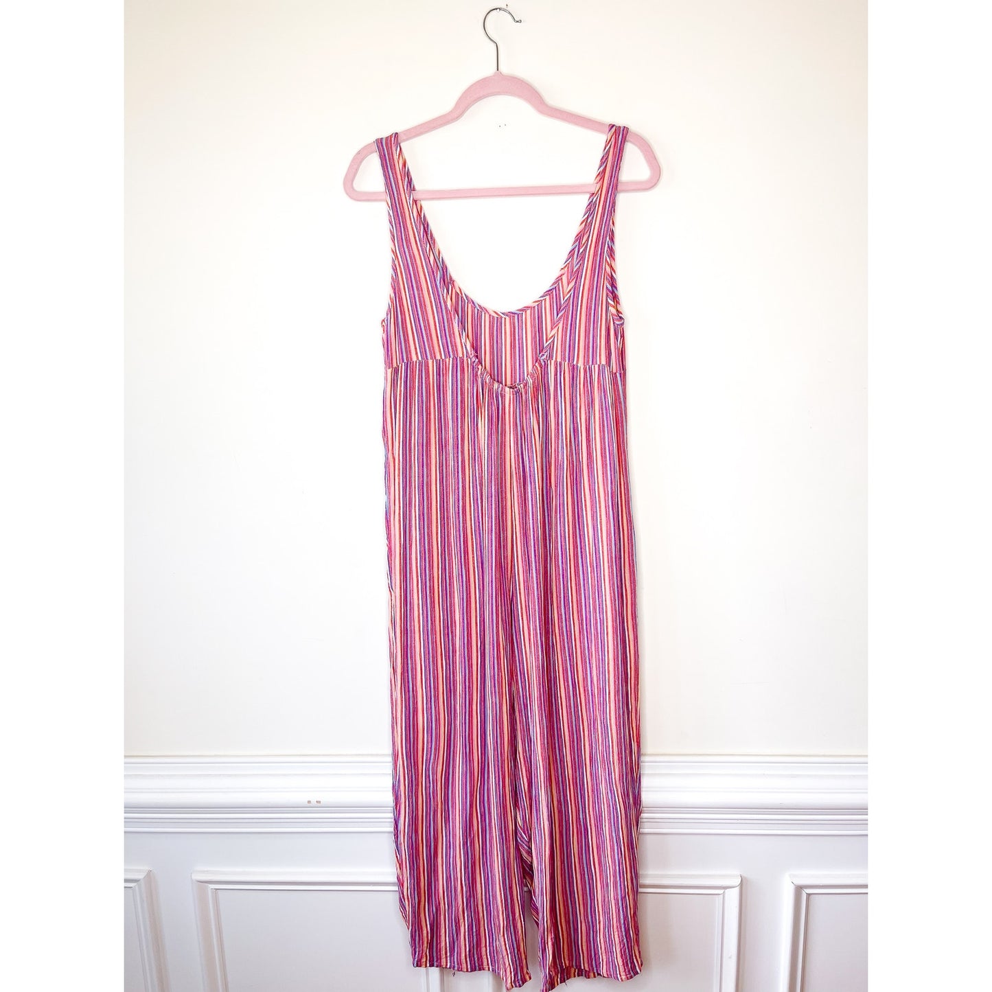 Urban Outfitters Out From Under Rainbow Stripe Scoop Neck Jumpsuit Size Medium