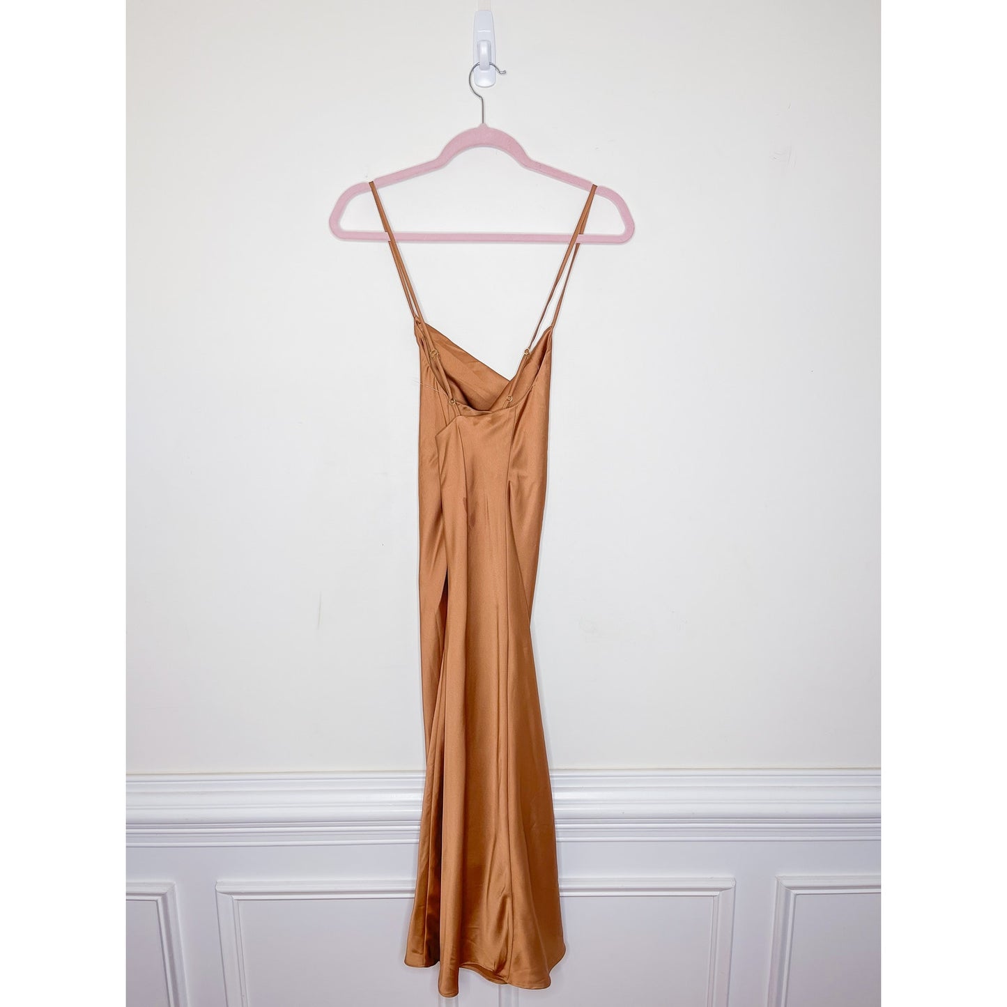 Show Me Your Mumu Verona Cowl Neck Midi Dress in Copper Lux Satin Size Small