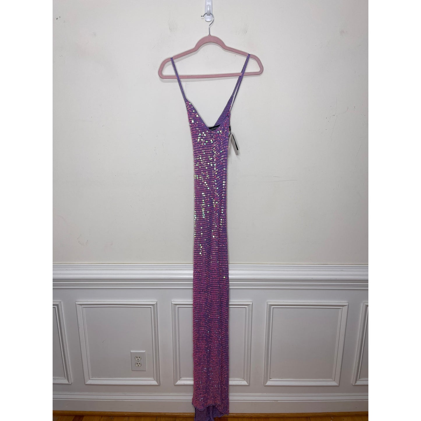 Retrofete Marie Dress in Iridescent Lilac Pink Size M/L Sleeveless Embellished