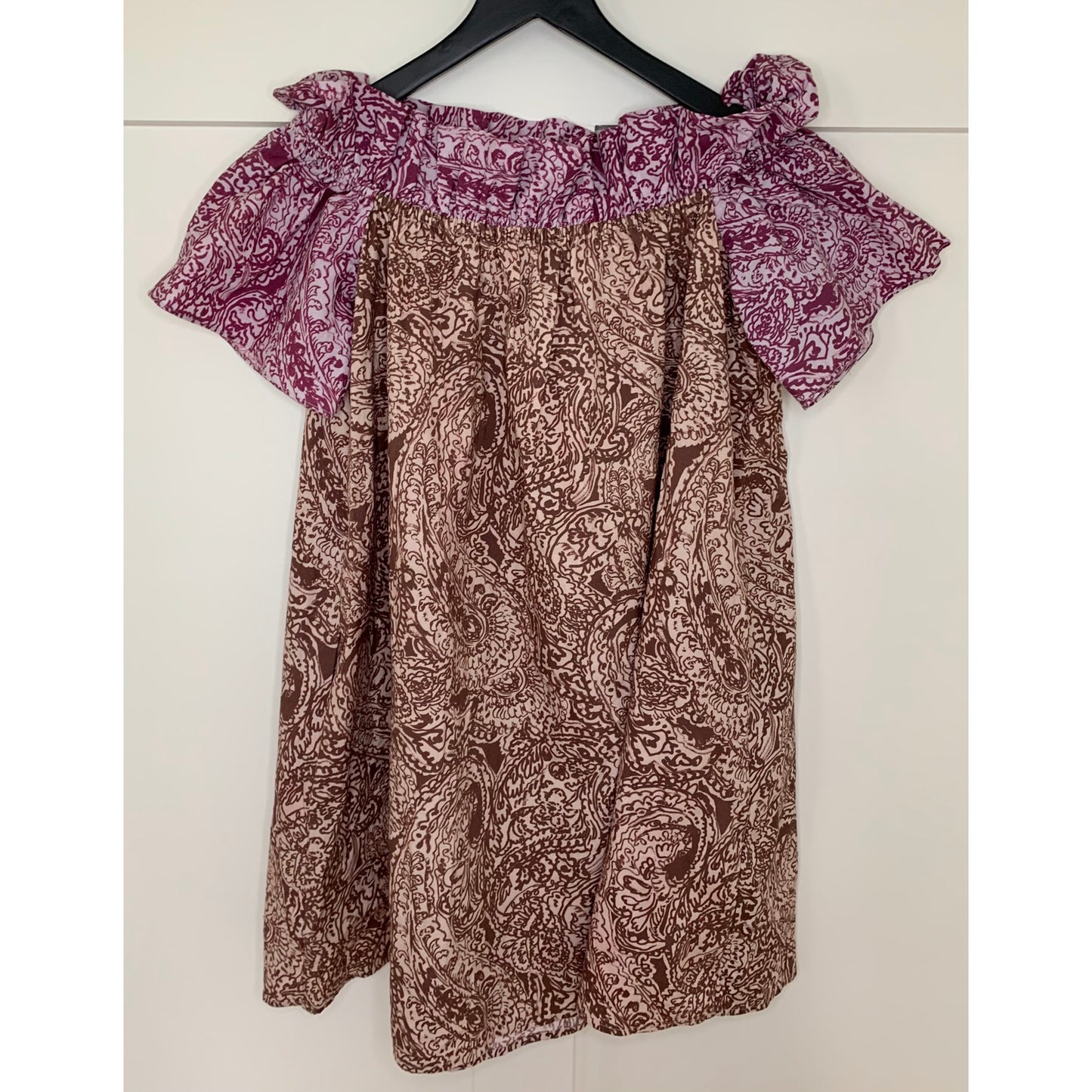 Free People Sophie Print Dress Mini in Light Combo Size XS Off Shoulder Paisley