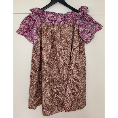 Free People Sophie Print Dress Mini in Light Combo Size XS Off Shoulder Paisley