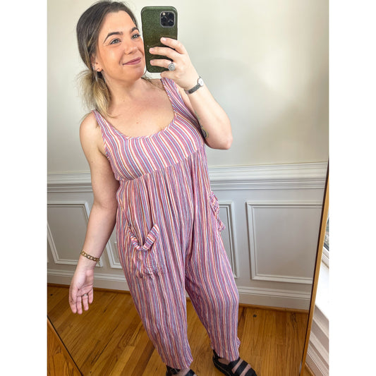 Urban Outfitters Out From Under Rainbow Stripe Scoop Neck Jumpsuit Size Medium