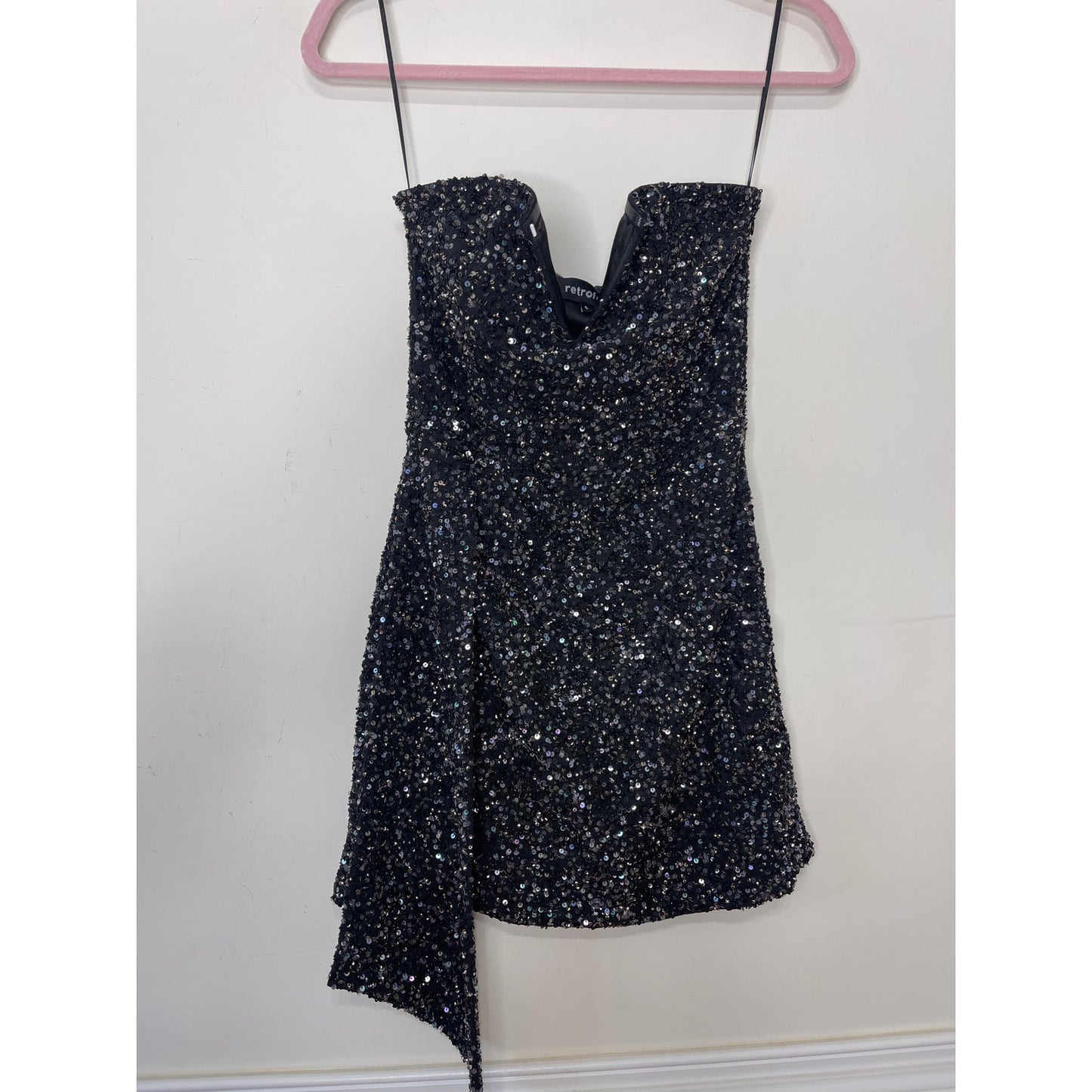 Retrofete Omer Sequin Mini Dress Small Gunmetal Black Embellished Sleeveless