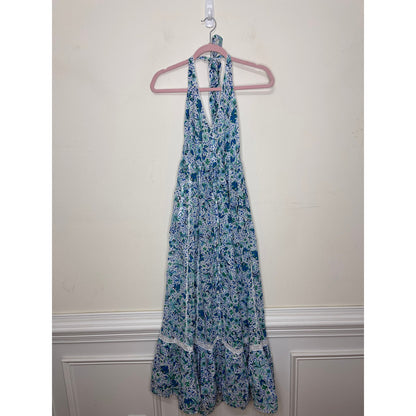 Poupette St. Barth Carine Maxi Dress in Blue Monaco Medium Sleeveless Halter
