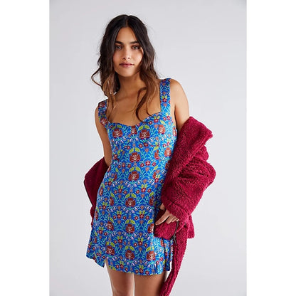 Free People Sasha Mini Dress in Bluebell Combo Size XS