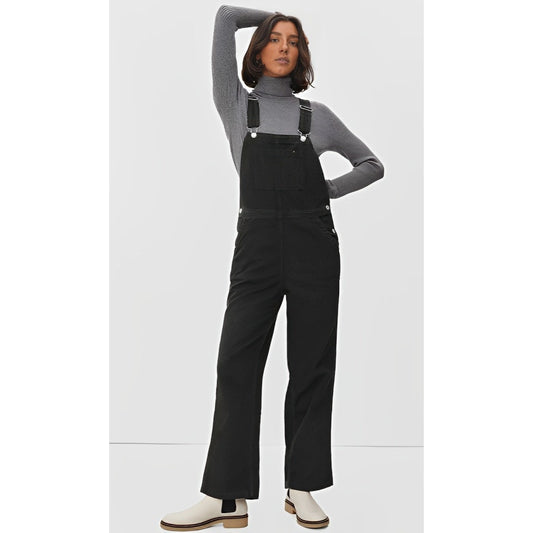 Everlane The Cotton Canvas Overalls in Black Size 2 Straight Leg Casual Pockets