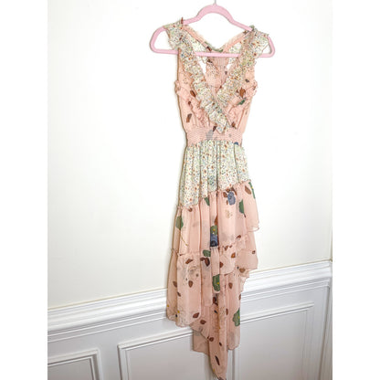 Free People Floral Skies Hi-Low Ruffle Midi Dress Size Medium