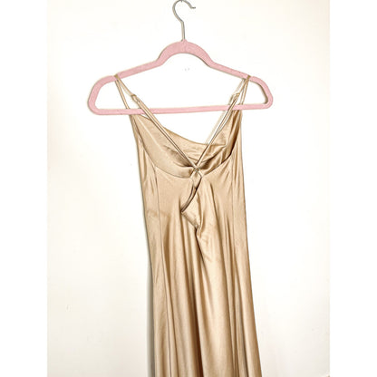 Show Me Your Mumu Tuscany Maxi Slip Dress in Champagne Luxe Satin Size Small