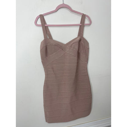 Herve Leger Bandage Sweetheart Strappy Mini Dress in Bare Large Sleeveless