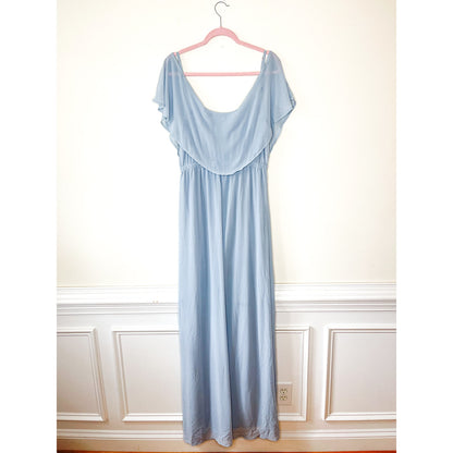 Show Me Your Mumu Caitlin Ruffle Maxi Dress in Steel Blue Chiffon Size XXL