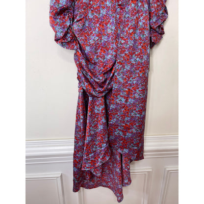 For Love & Lemons Charlie Midi Dress Size XS Blossom Puff Sleeve Asymmetrical