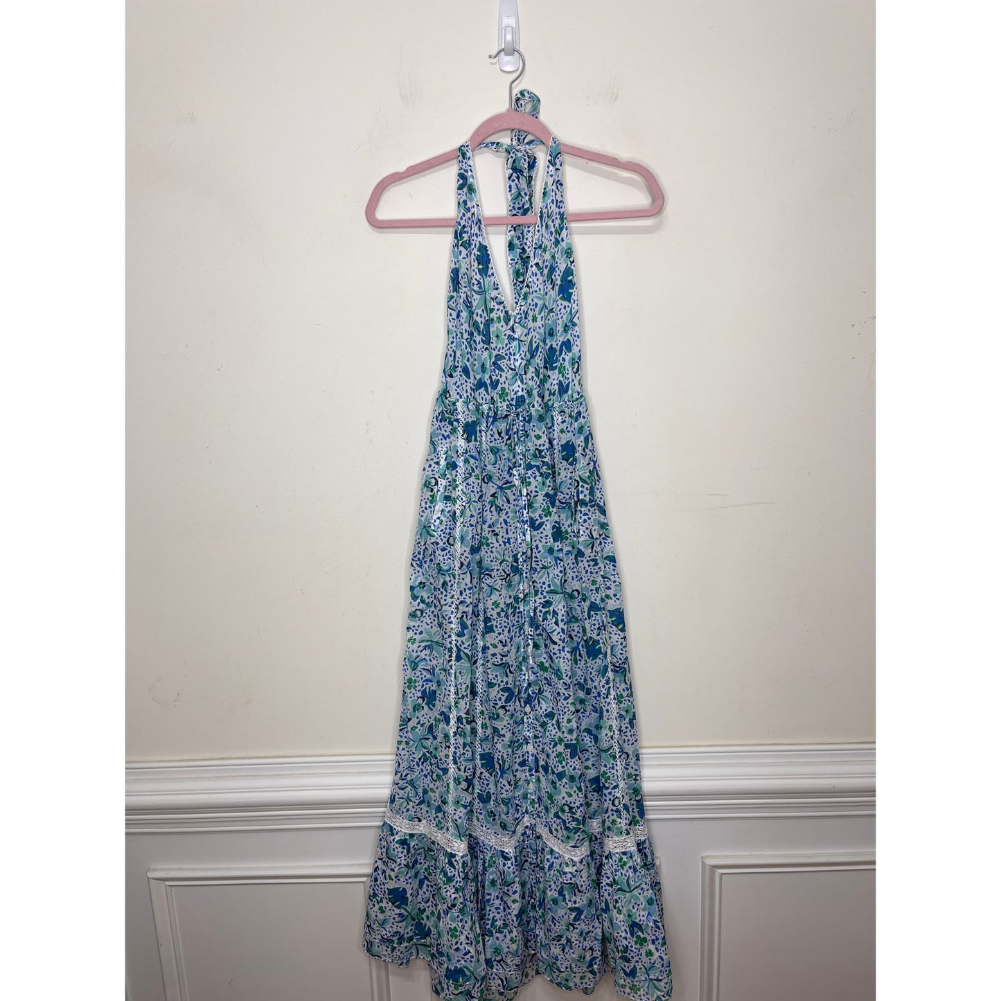 Poupette St. Barth Carine Maxi Dress in Blue Monaco Medium Sleeveless Halter