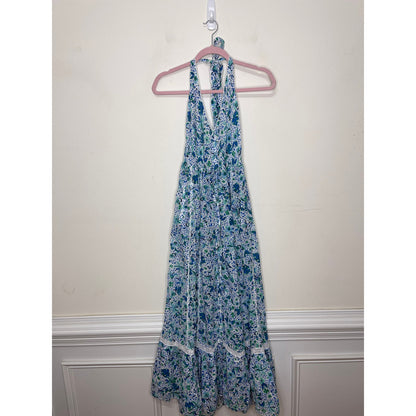 Poupette St. Barth Carine Maxi Dress in Blue Monaco Medium Sleeveless Halter