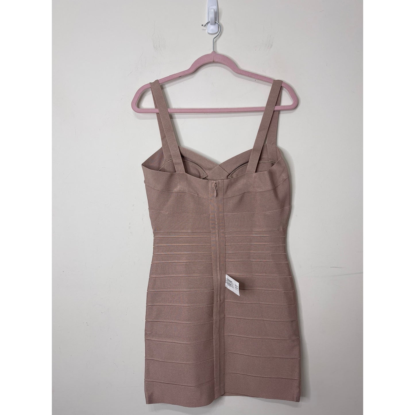 Herve Leger Bandage Sweetheart Strappy Mini Dress in Bare Large Sleeveless