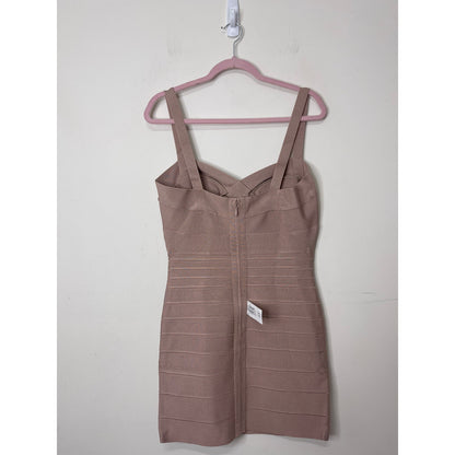 Herve Leger Bandage Sweetheart Strappy Mini Dress in Bare Large Sleeveless