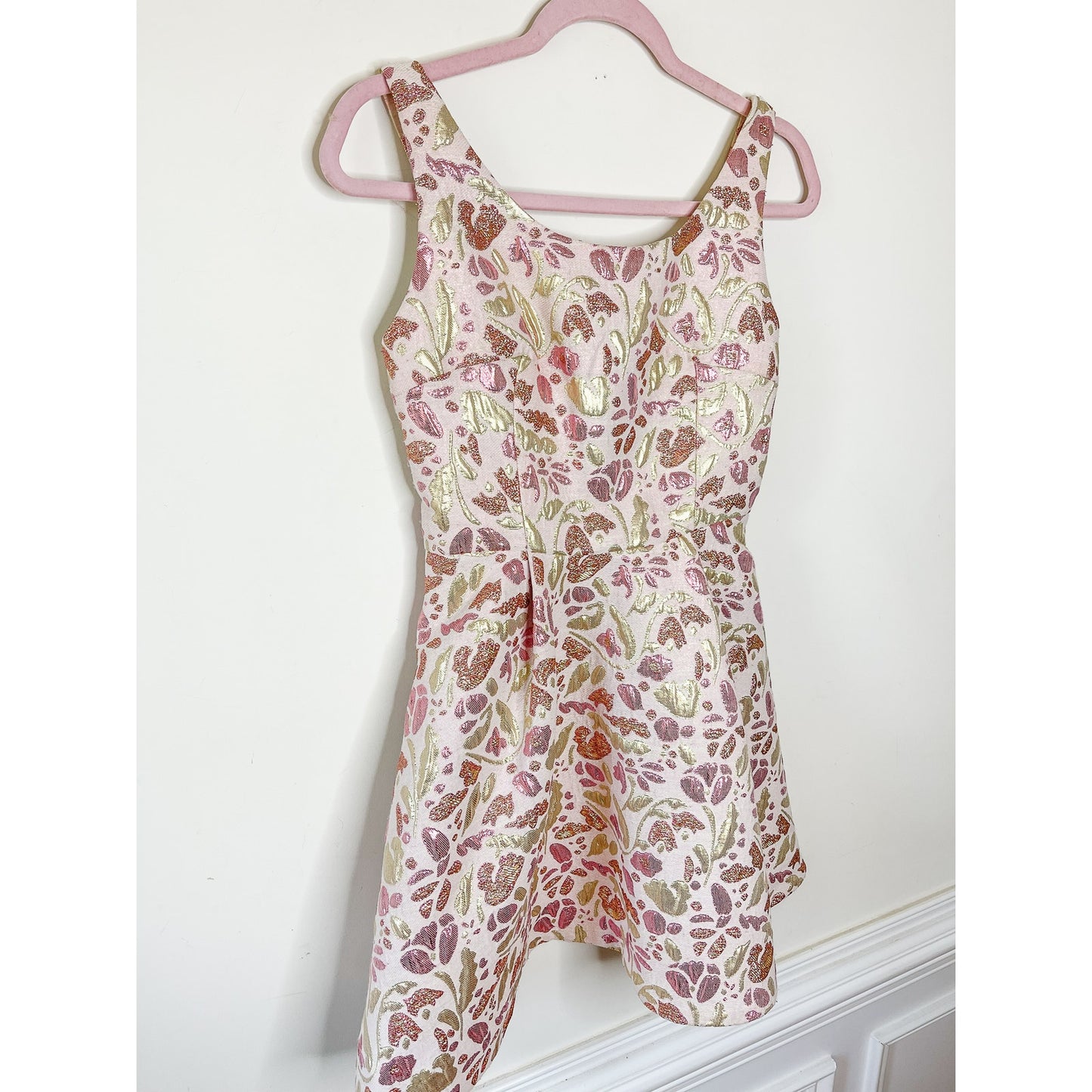Free People Sparkle Deluxe Jacquard Mini Dress in Pink Size Small