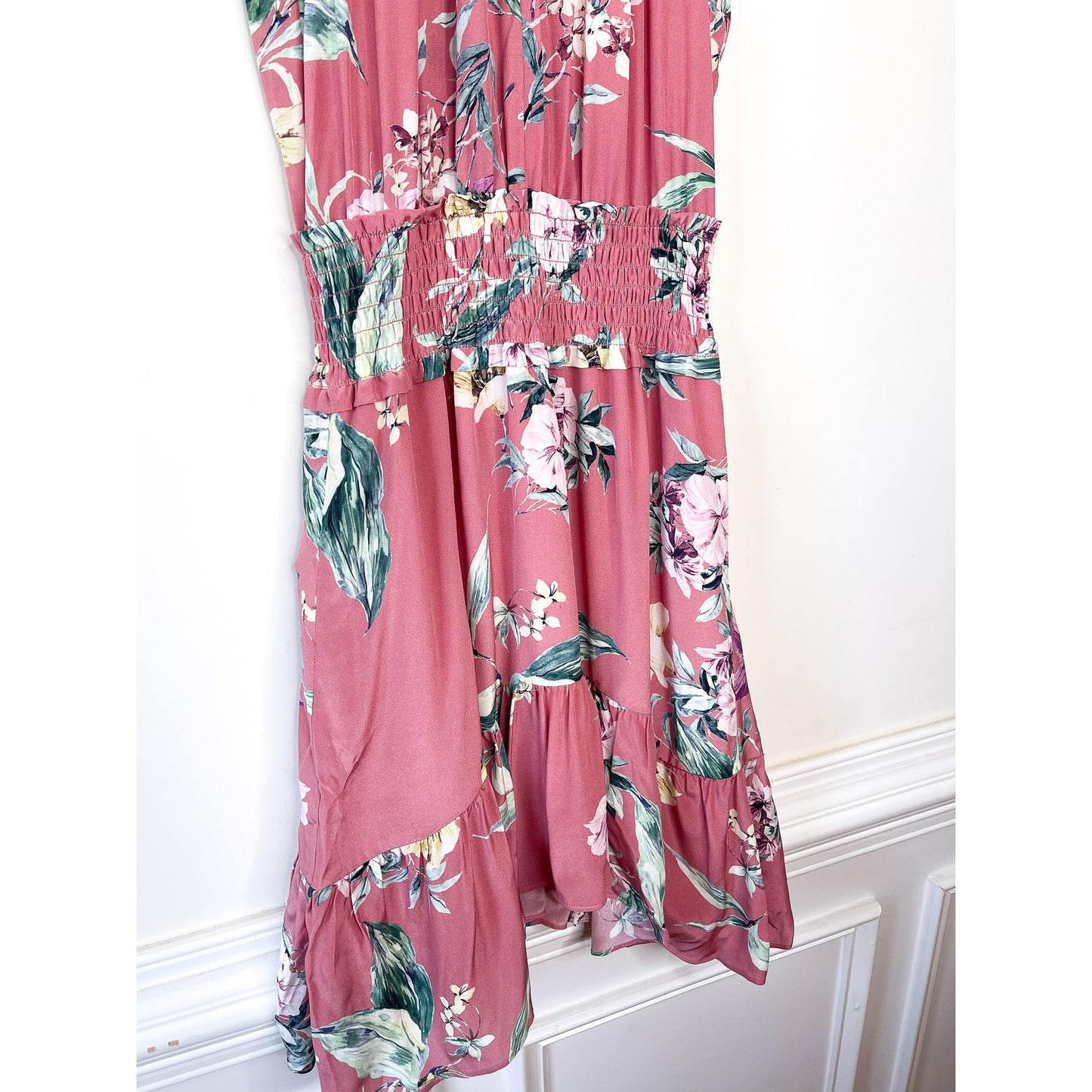 Generation Love Pink High Neck Floral Ruffle Mini Dress Size XS