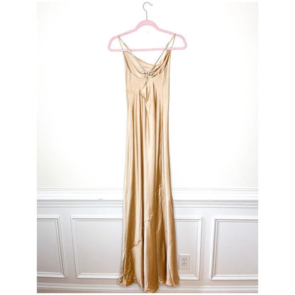 Show Me Your Mumu Tuscany Maxi Slip Dress in Champagne Luxe Satin Size Medium SMYM22