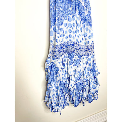 Poupette St. Barth Beline Blue Printed Mini Dress Size XS