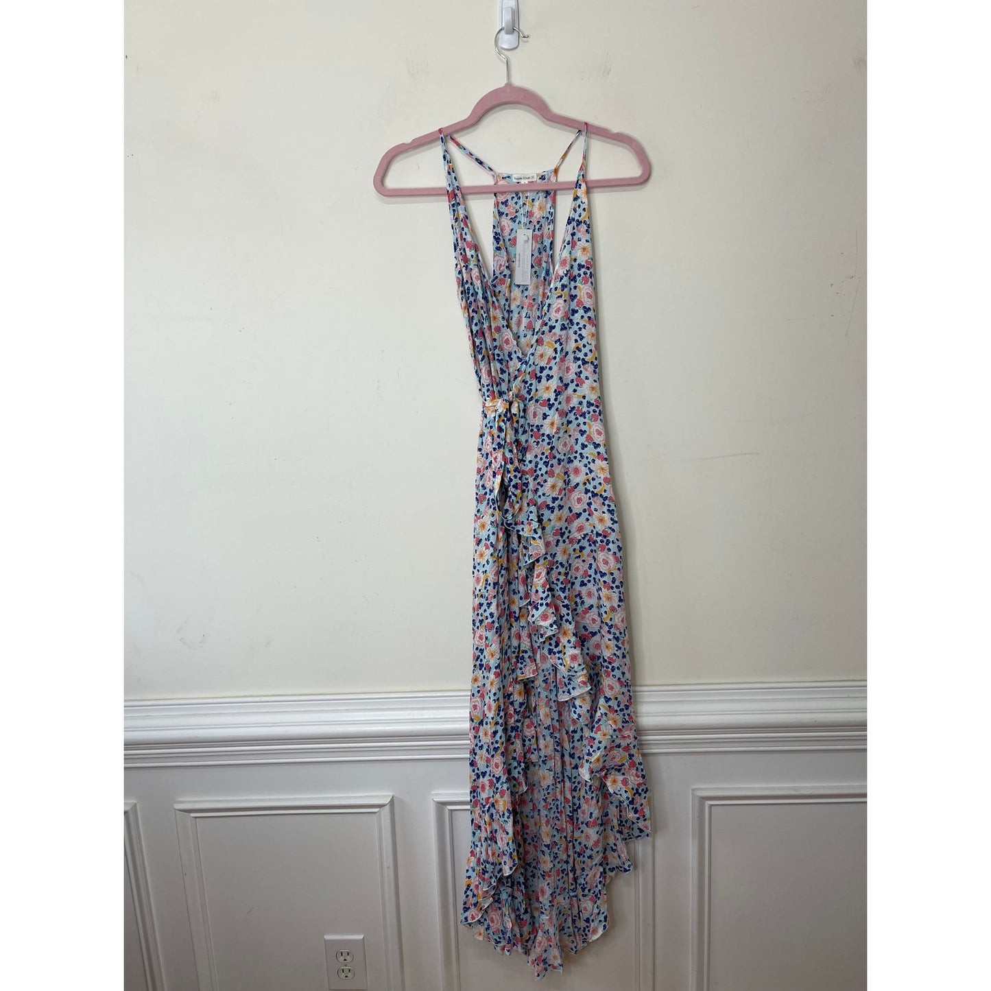 Poupette St. Barth Tamara Floral Wrap Maxi Dress Small Floral Print Sleeveless