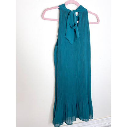 Naked Zebra Emerald Green High-neck Accordion Pleated Mini Dress Size Small