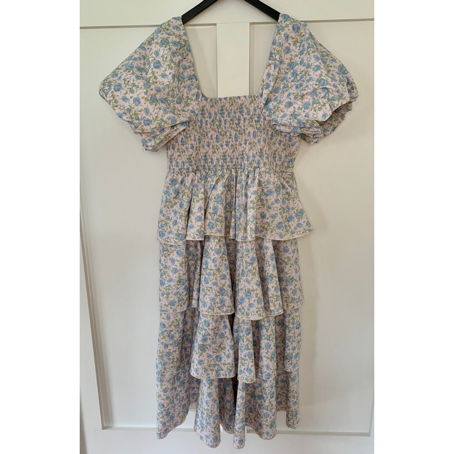 Show Me Your Mumu Va Va Midi Dress in Charming Rose Size 2X Floral Puff Sleeve