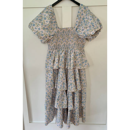 Show Me Your Mumu Va Va Midi Dress in Charming Rose Size 2X Floral Puff Sleeve