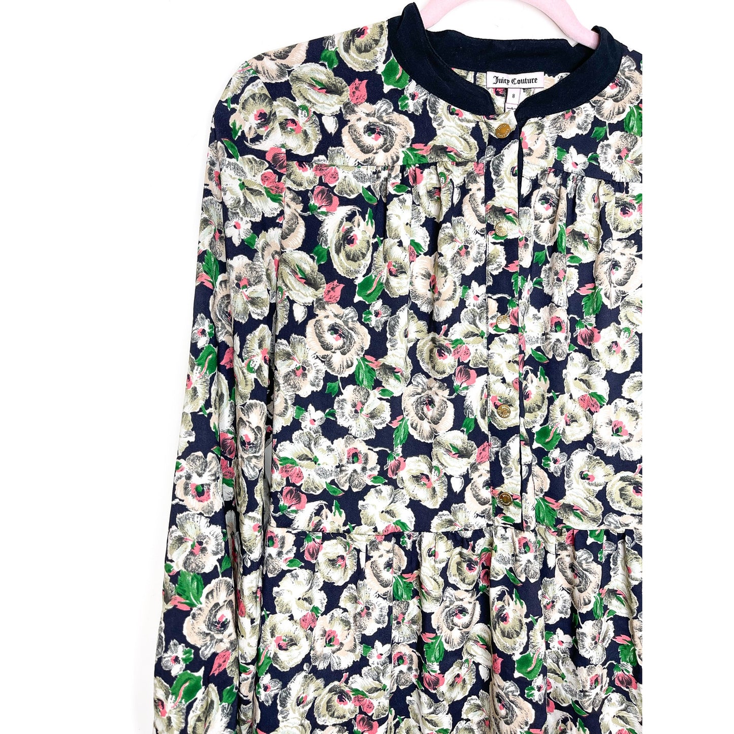 Juicy Couture Floral Print Long Sleeve Dress Size 8