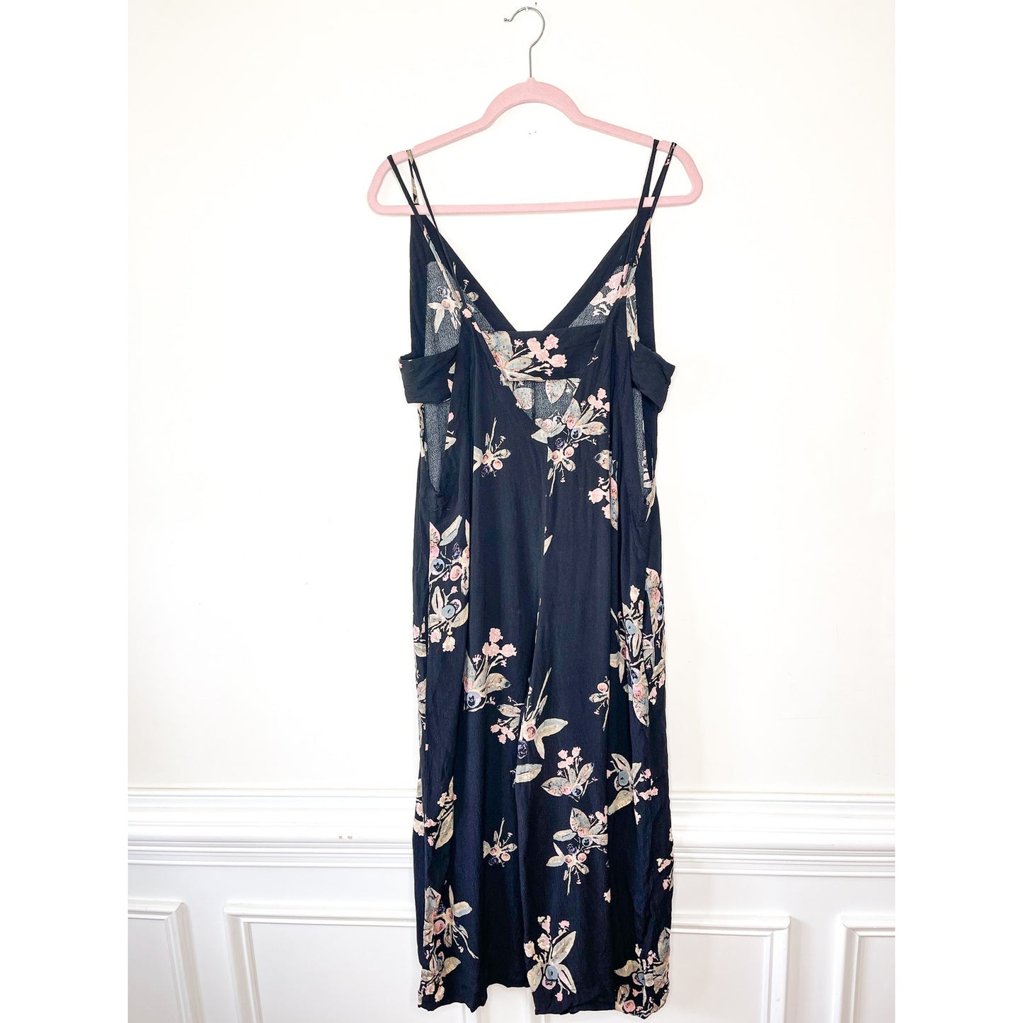 Free People Dream Big Jumpsuit in Black Floral Size Small