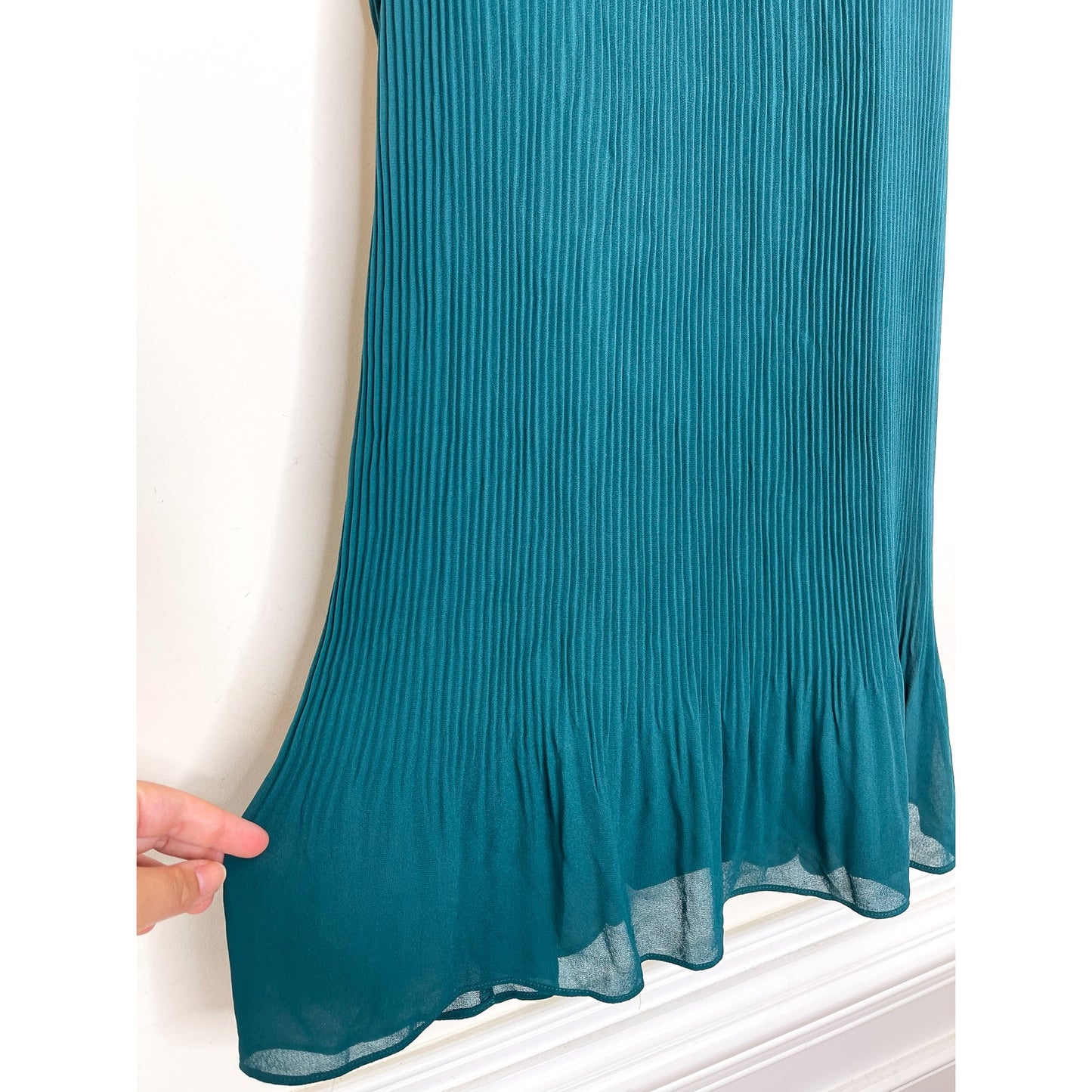 Naked Zebra Emerald Green High-neck Accordion Pleated Mini Dress Size Small