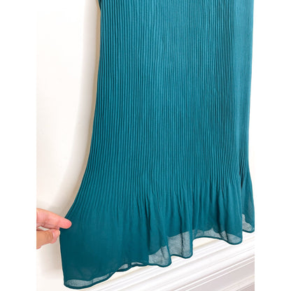 Naked Zebra Emerald Green High-neck Accordion Pleated Mini Dress Size Small