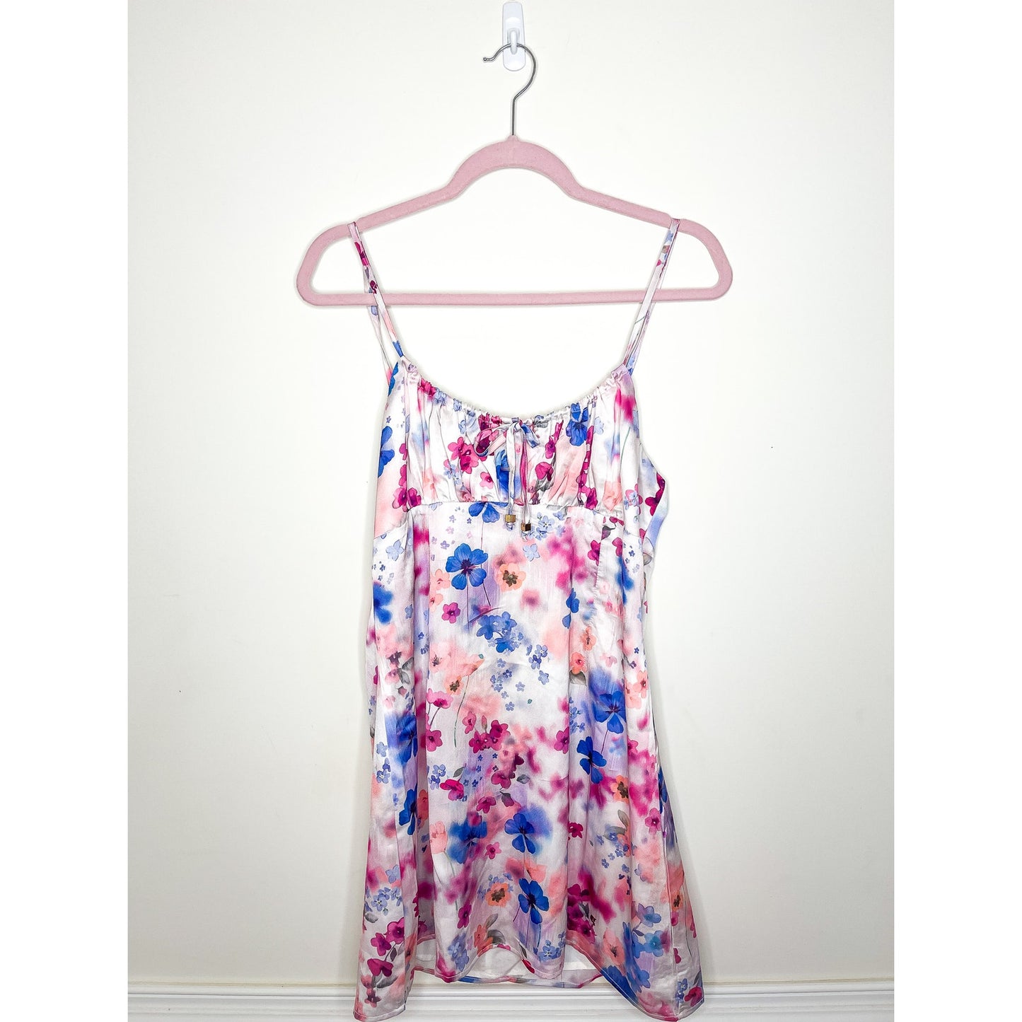 Showpo I've Got You Now Mini Slip Dress in Blue Floral Size 10