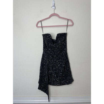 Retrofete Omer Sequin Mini Dress Small Gunmetal Black Embellished Sleeveless