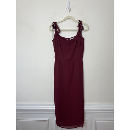 Reformation Besse Midi Dress in Plum Size 12 Sleeveless Lace Tie Lined Zip Back