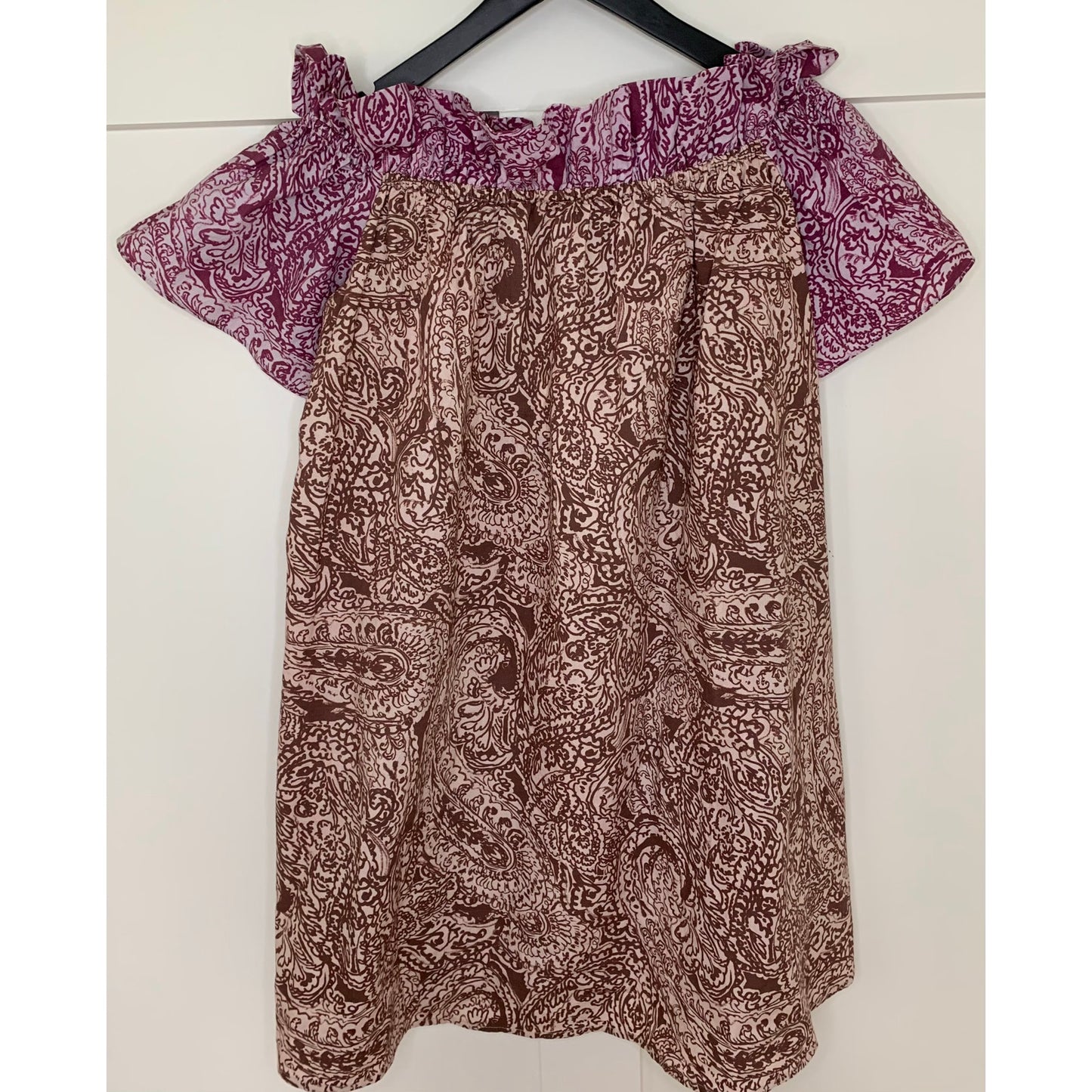 Free People Sophie Print Dress Mini in Light Combo Size XS Off Shoulder Paisley