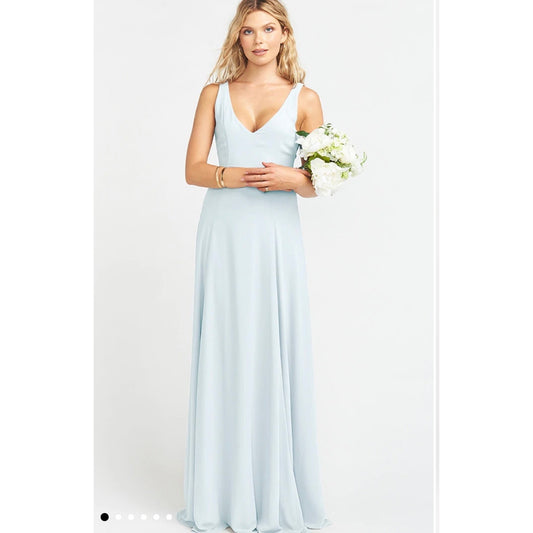 Show Me Your Mumu Jenn Maxi Dress in Icy Blue Chiffon Size Large