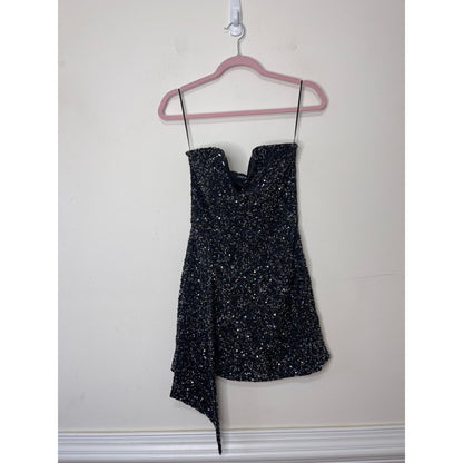 Retrofete Omer Sequin Mini Dress Small Gunmetal Black Embellished Sleeveless